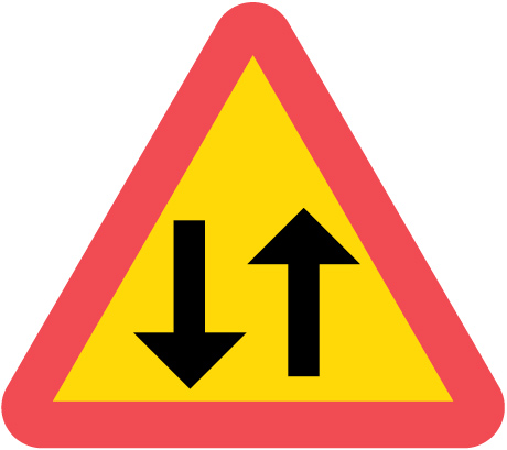 A25 Varning för mötande trafik
